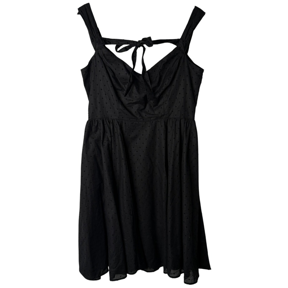 Hell Bunny Vixen Black Swiss Dot Cotton Fit & Flare Dress XL Pinup Goth Retro